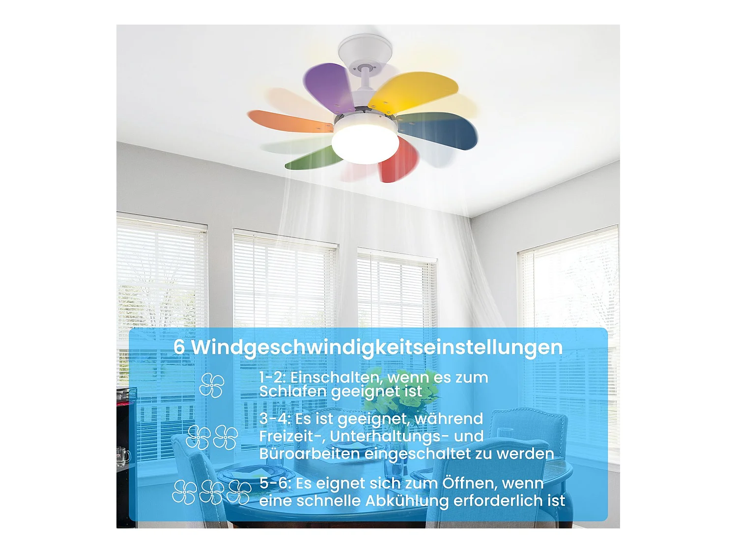 NETTLIFE Ventilateur de plafond blanc avec éclairage, télécommande, silencieux, avec minuterie, 6 pales, pour chambre à coucher