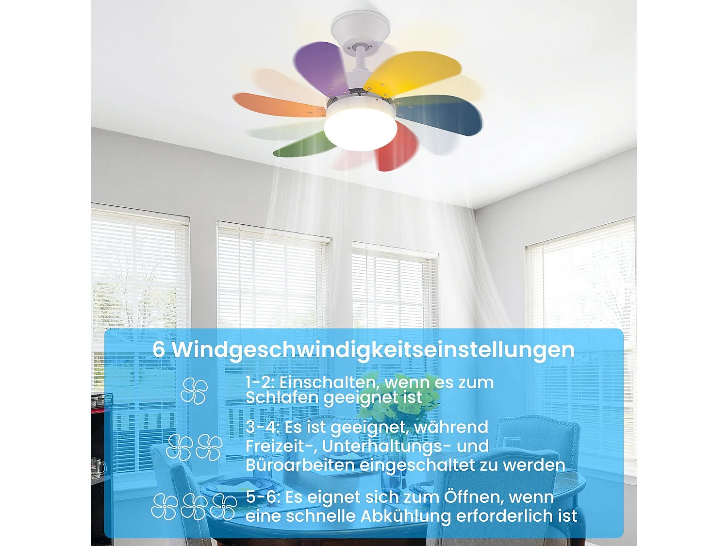 NETTLIFE Ventilateur de plafond blanc avec éclairage, télécommande, silencieux, avec minuterie, 6 pales, pour chambre à coucher