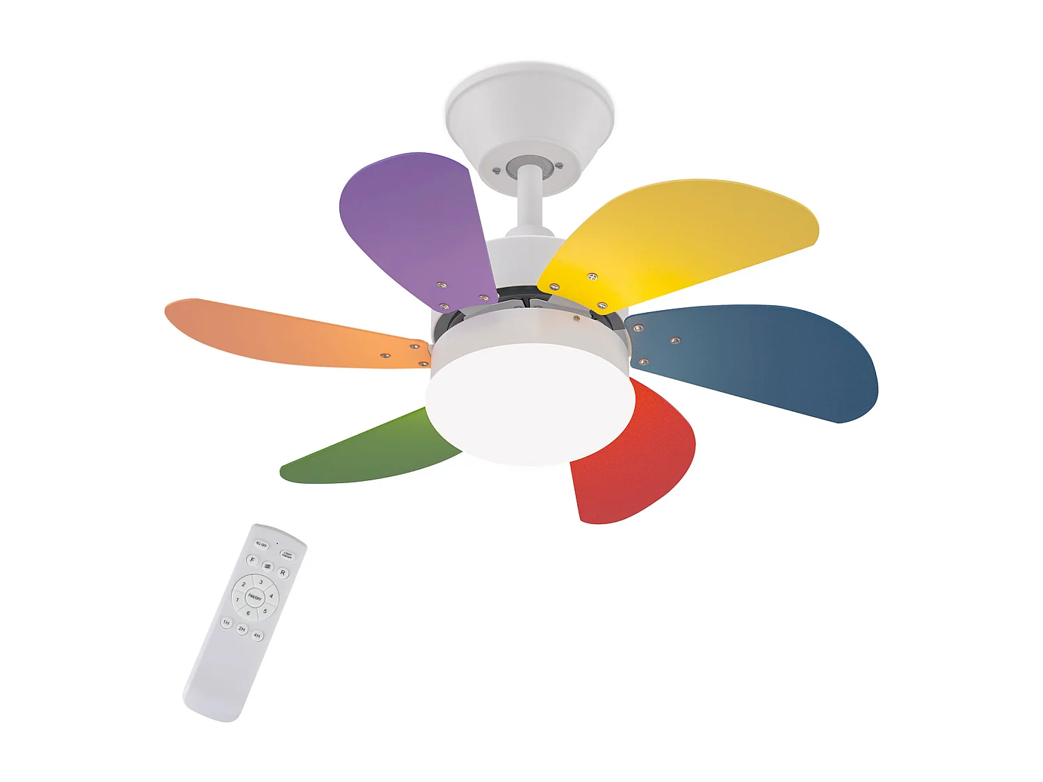 NETTLIFE Ventilateur de plafond blanc avec éclairage, télécommande, silencieux, avec minuterie, 6 pales, pour chambre à coucher