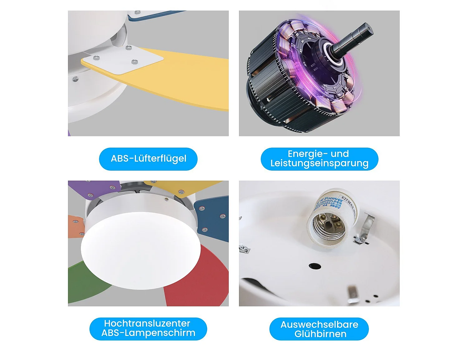 NETTLIFE Ventilateur de plafond blanc avec éclairage, télécommande, silencieux, avec minuterie, 6 pales, pour chambre à coucher
