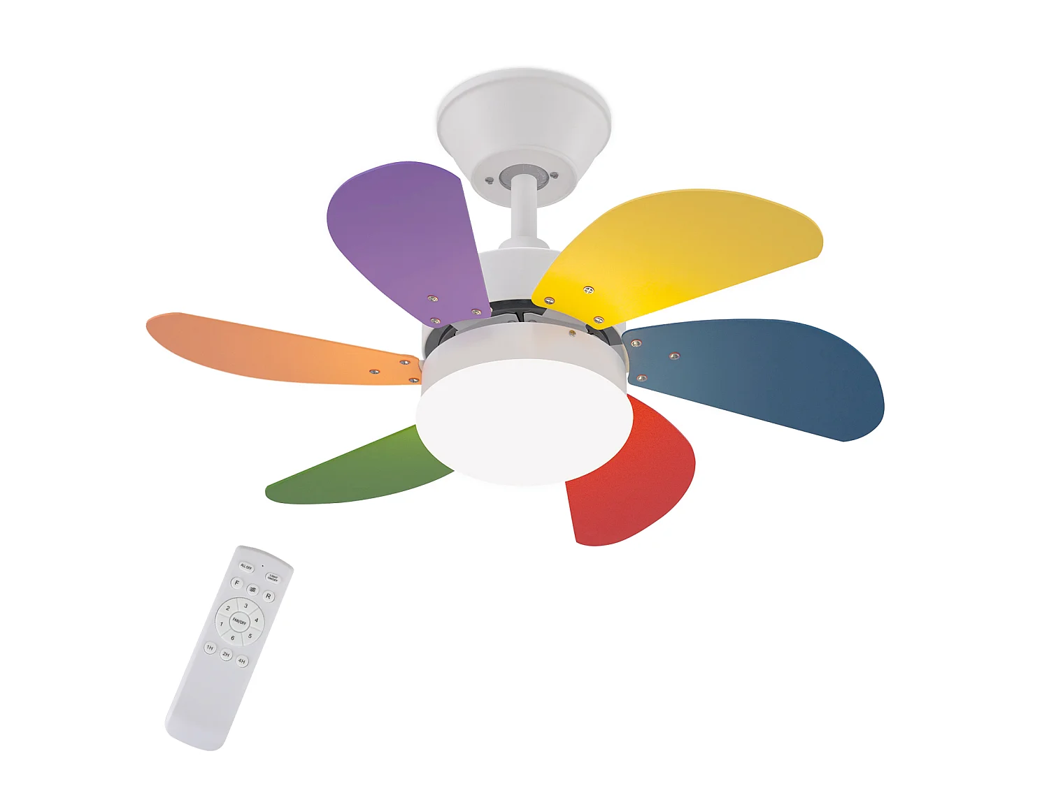 NETTLIFE Ventilateur de plafond blanc avec éclairage, télécommande, silencieux, avec minuterie, 6 pales, pour chambre à coucher