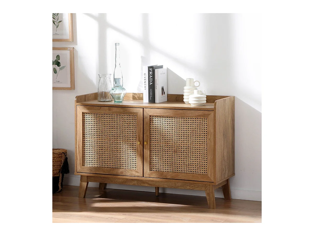 Buffet 2 Portes en Cannage Rotin L110 cm - PALMO