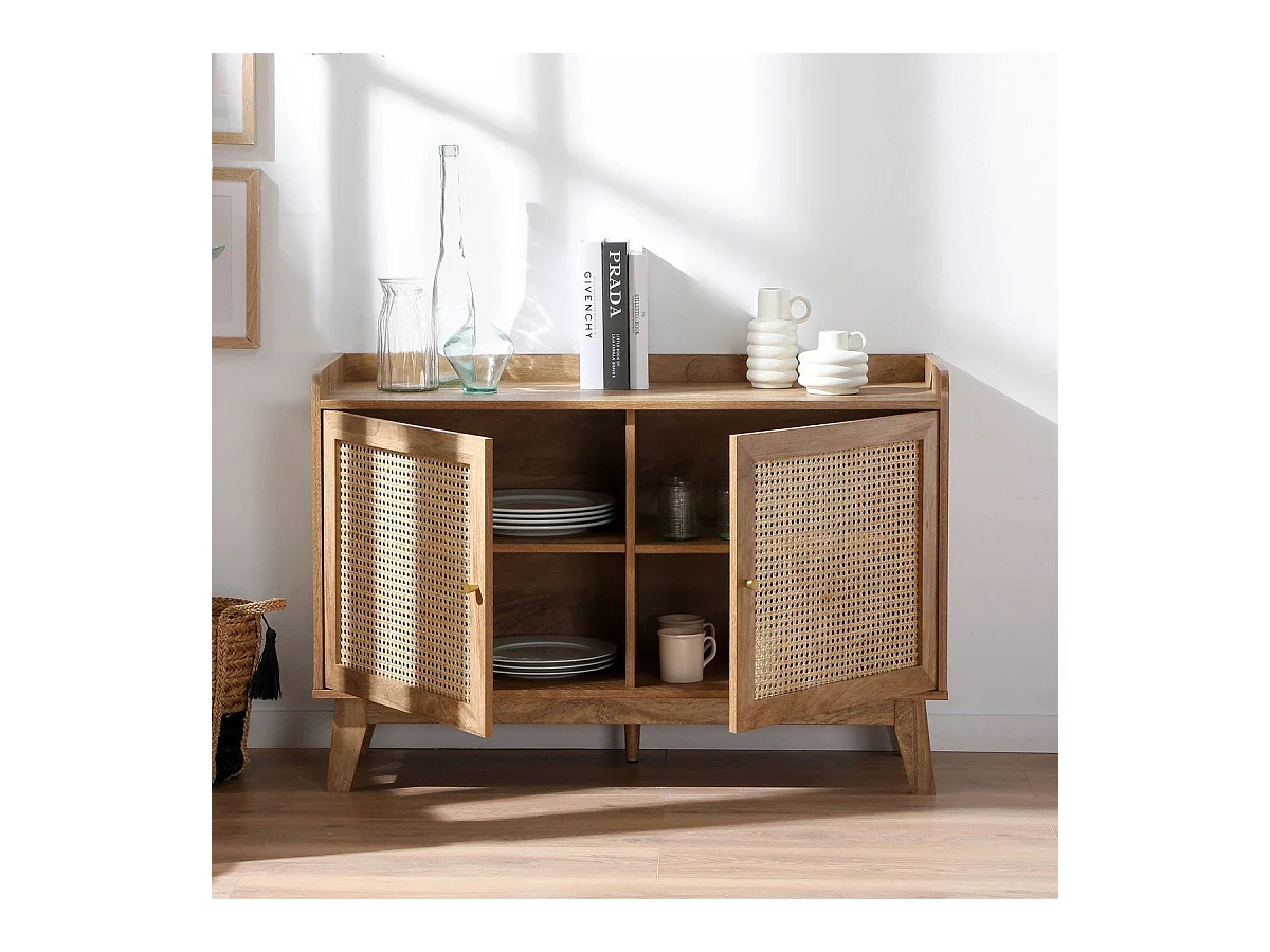 Buffet 2 Portes en Cannage Rotin L110 cm - PALMO