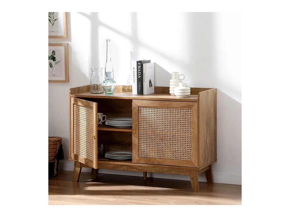 Buffet 2 Portes en Cannage Rotin L110 cm - PALMO