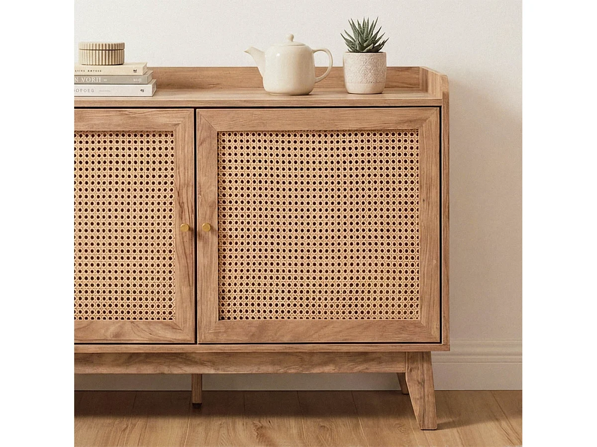 Buffet 2 Portes en Cannage Rotin L110 cm - PALMO