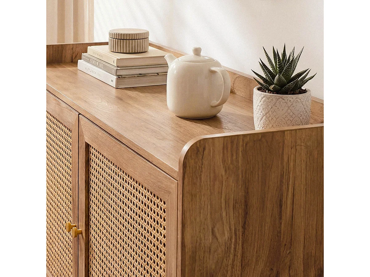 Buffet 2 Portes en Cannage Rotin L110 cm - PALMO