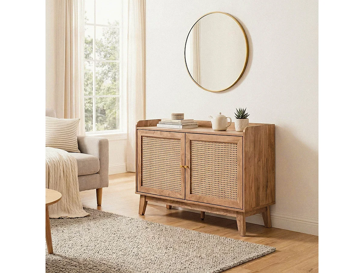 Buffet 2 Portes en Cannage Rotin L110 cm - PALMO