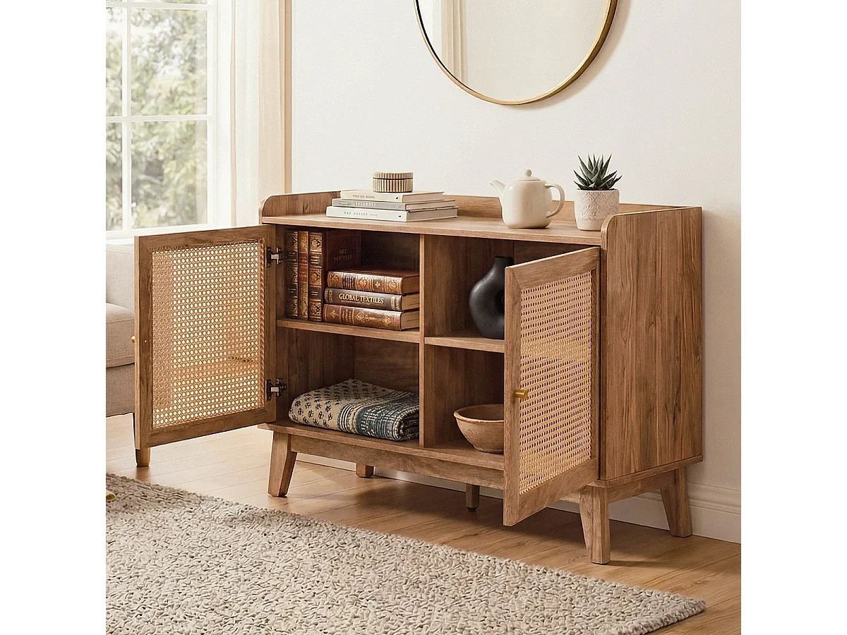 Buffet 2 Portes en Cannage Rotin L110 cm - PALMO