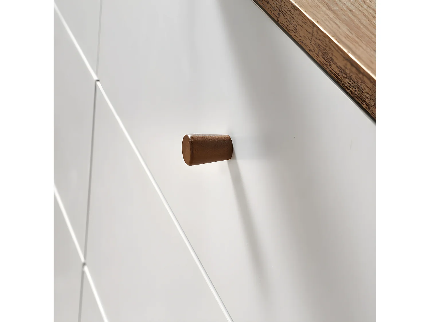 Commode 6 Tiroirs Décor Bois et Blanc - ALBURA