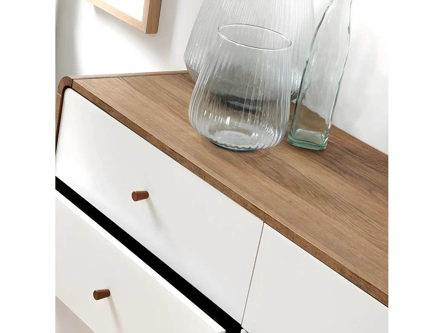 Commode 6 Tiroirs Décor Bois et Blanc - ALBURA