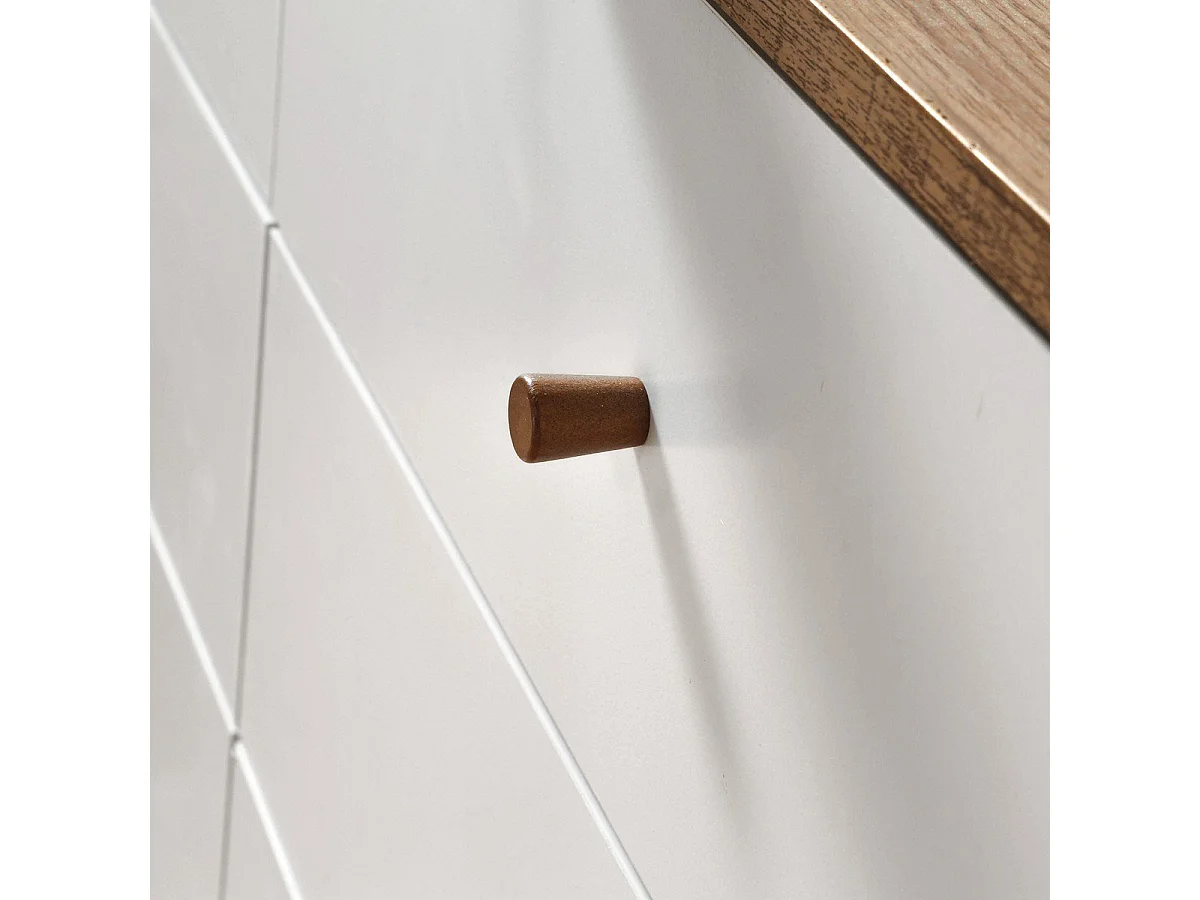 Commode 6 Tiroirs Décor Bois et Blanc - ALBURA