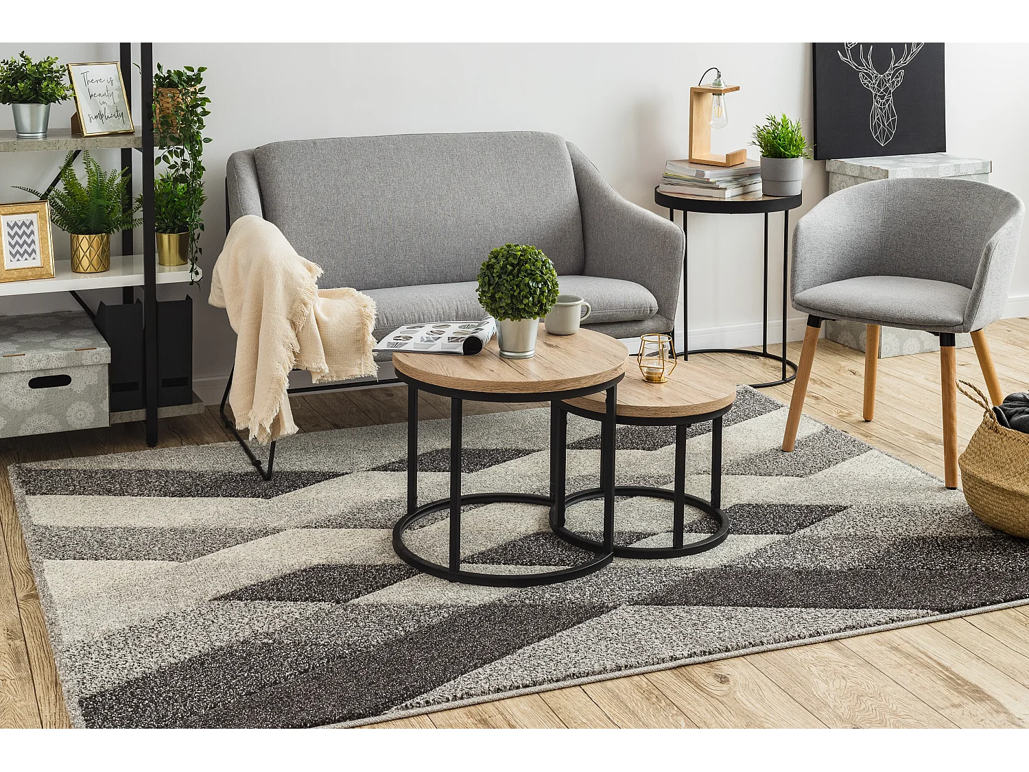 Teppich FEEL 5674/16811 DIAMANTEN grau / anthrazit / creme 120x170 cm