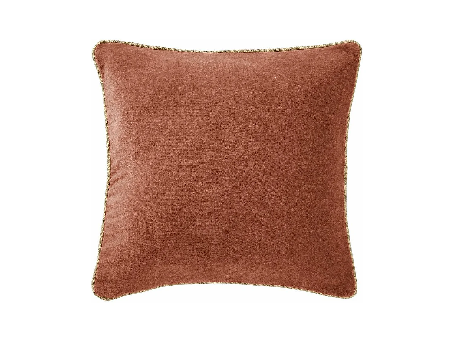 HARRIS - Coussin Déhoussable 45x45cm Velours de Coton Coloris Terracotta