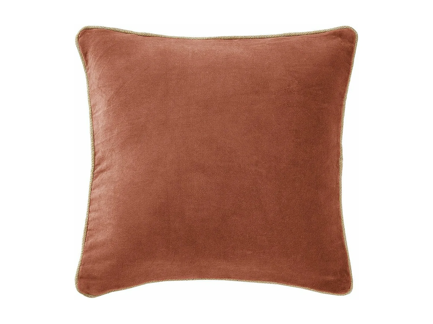 HARRIS - Coussin Déhoussable 45x45cm Velours de Coton Coloris Terracotta