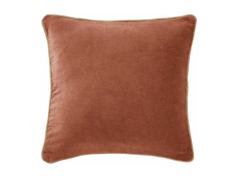 HARRIS - Coussin Déhoussable 45x45cm Velours de Coton Coloris Terracotta
