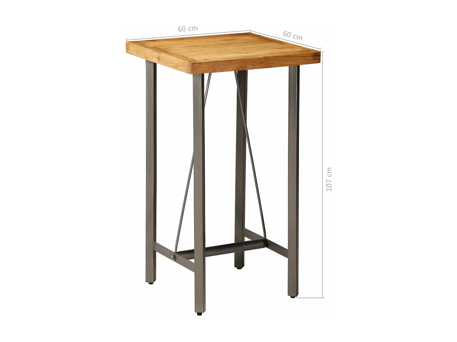 Table de bar Teck recyclé massif 60x60x107 cm