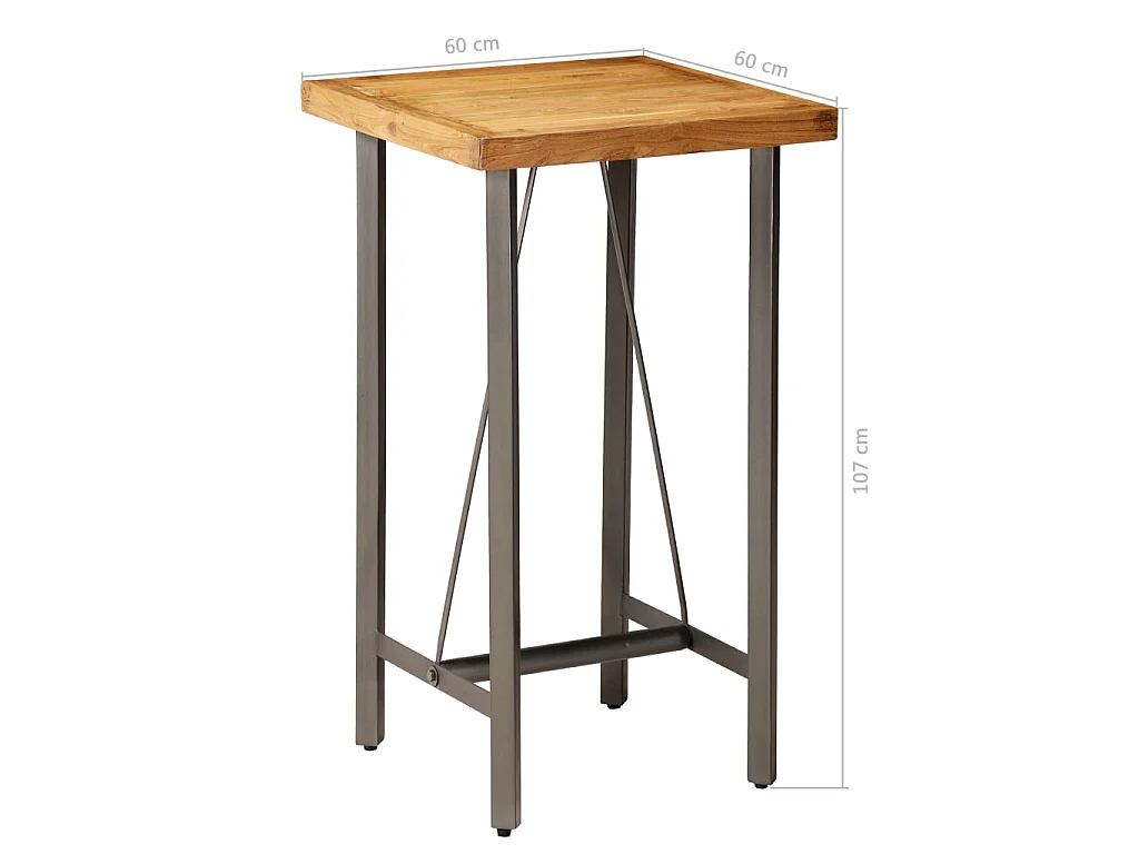 Tavolo da Bar in Teak Massello di Recupero 60x60x107 cm