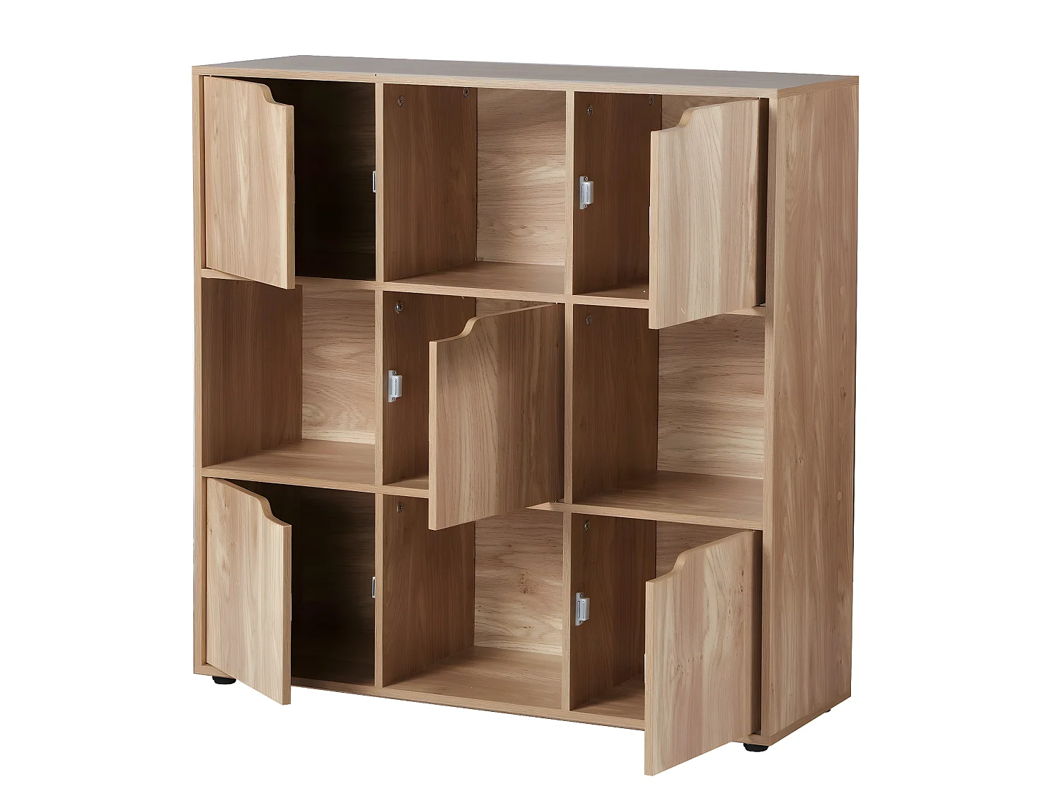 Meuble 9 cases avec 5 portes décor bois L89cm - MODU