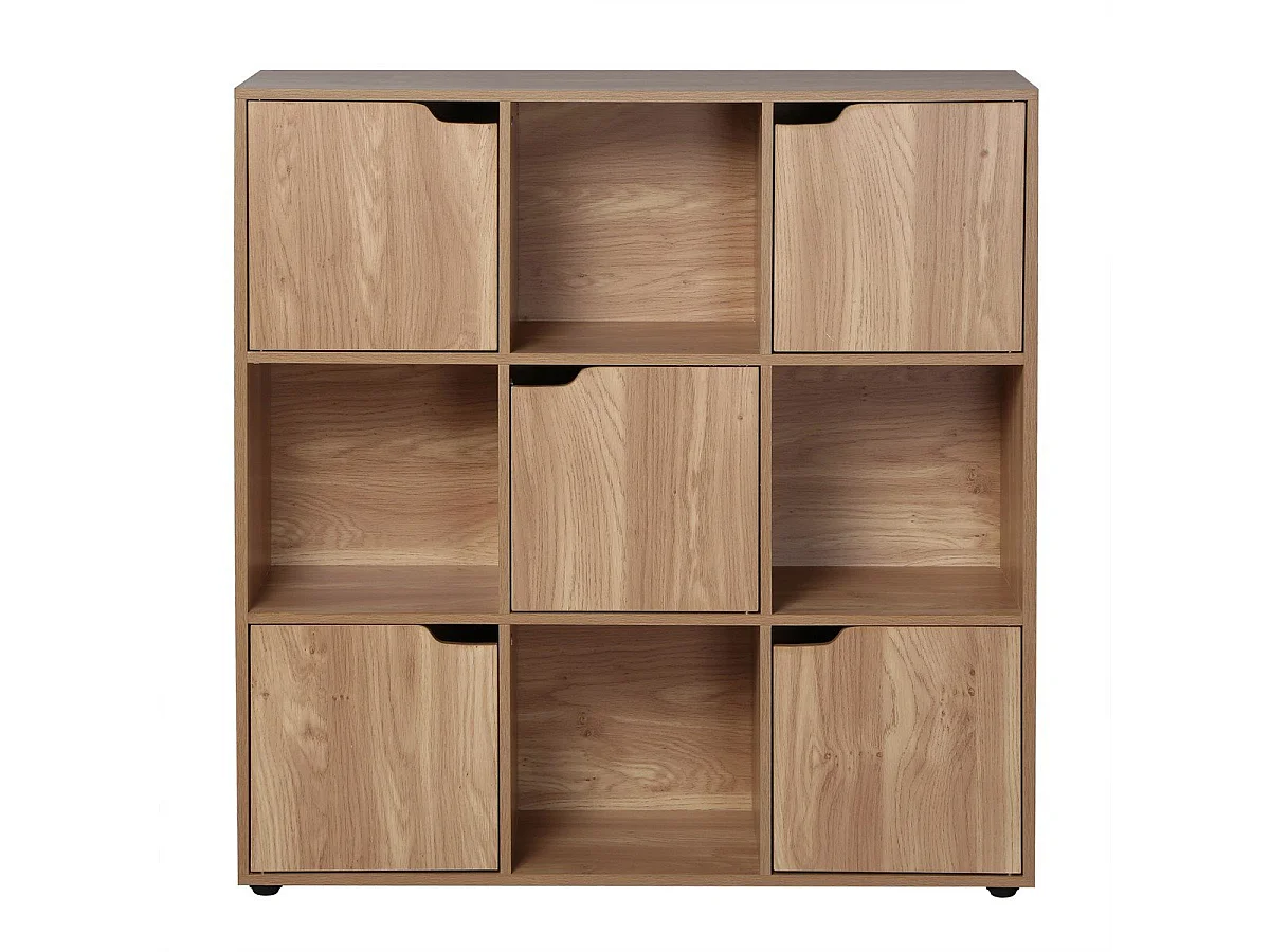 Meuble 9 cases avec 5 portes décor bois L89cm - MODU