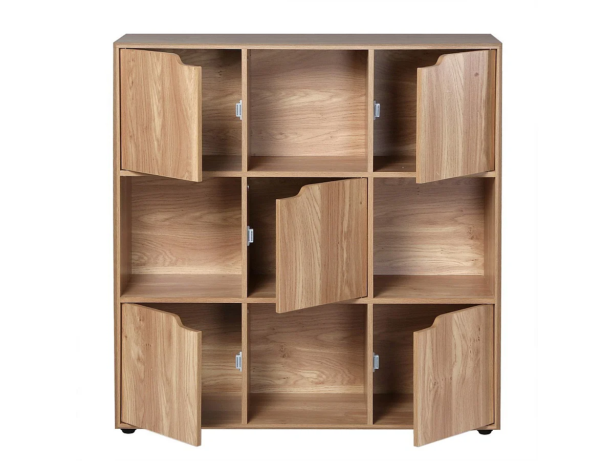 Meuble 9 cases avec 5 portes décor bois L89cm - MODU
