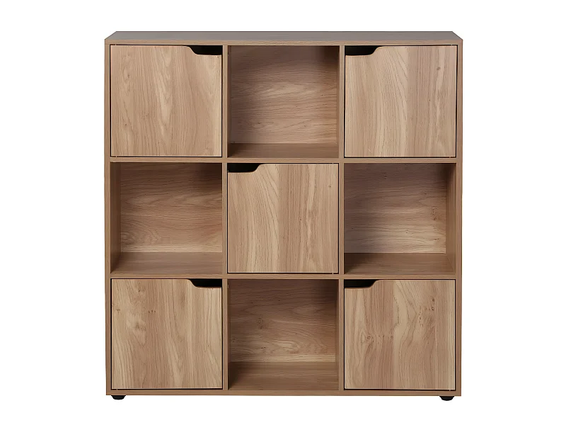 Meuble 9 cases avec 5 portes décor bois L89cm - MODU