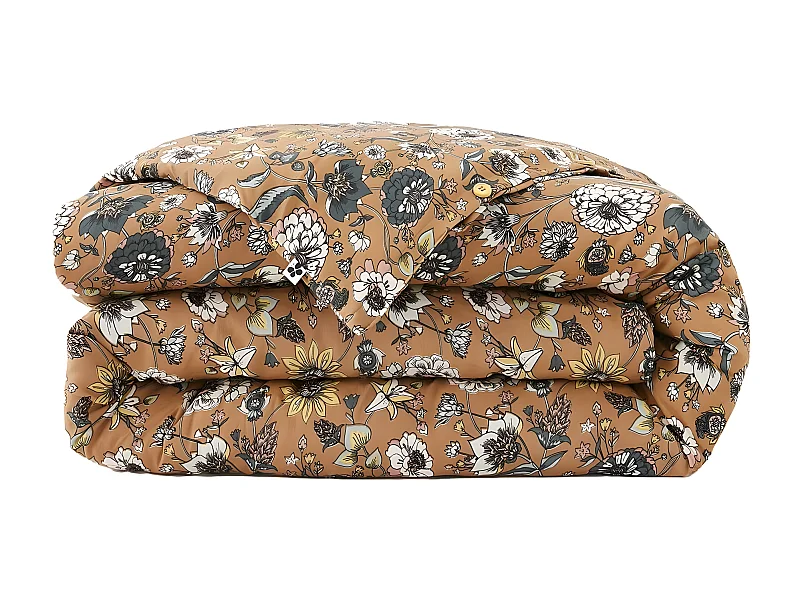 OXALIS - Housse de Couette 140x200cm Gaze de Coton Motifs Fleurs