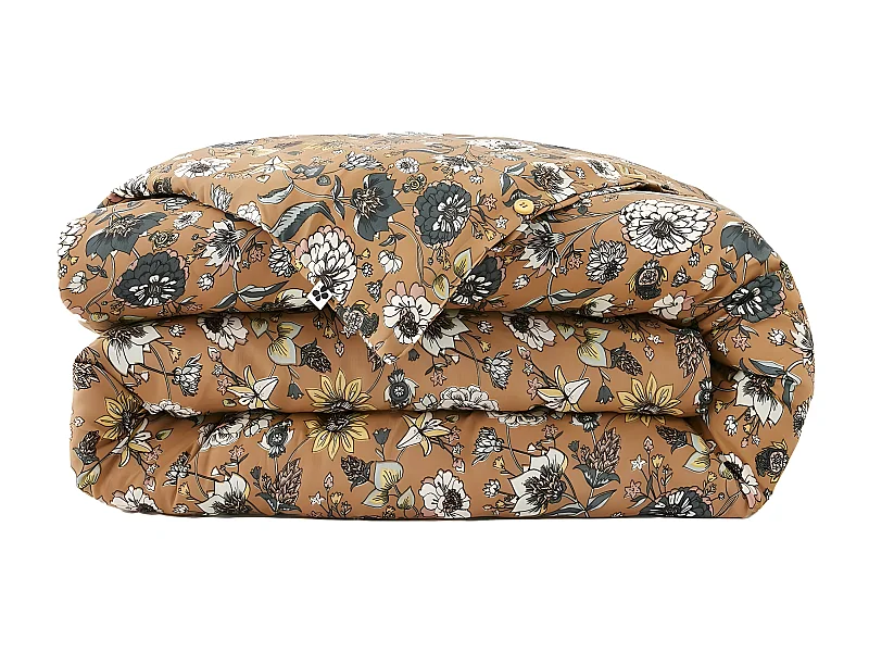 OXALIS - Housse de Couette 200x200cm Gaze de Coton Motifs Fleurs