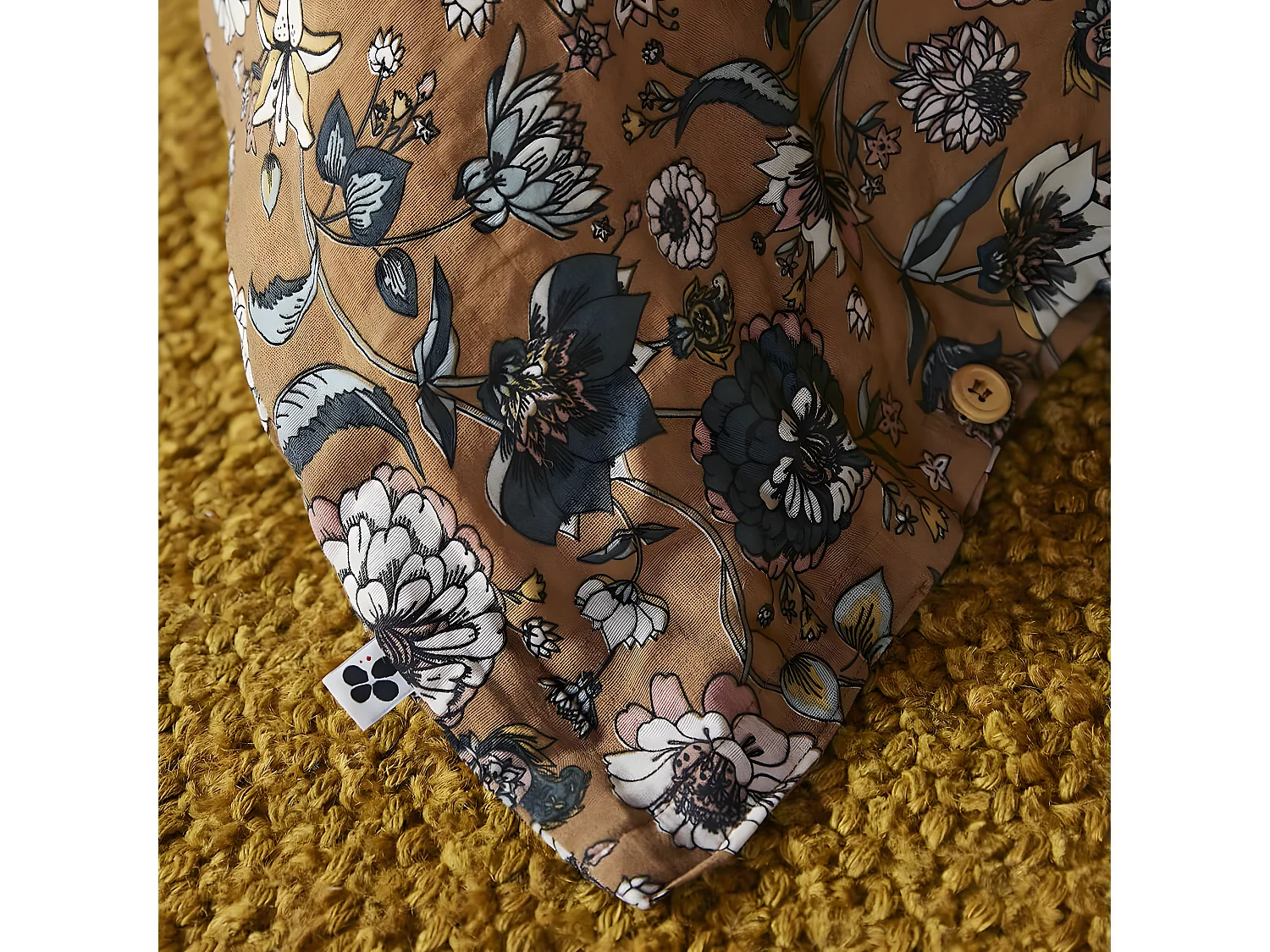 OXALIS - Housse de Couette 200x200cm Gaze de Coton Motifs Fleurs