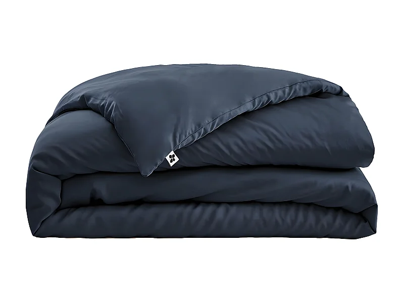 DALIA - Housse de Couette 260x240cm 100 % Viscose de Bambou Bleu nuit