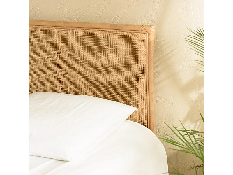 KALLY - Tête de lit rect. 140/160cm 'cannage' rotin couleur brun miel