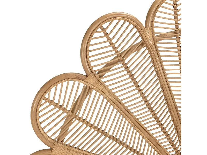 KALLY - Tête de lit demi-lune 140/160cm 'fleur' rotin couleur beige