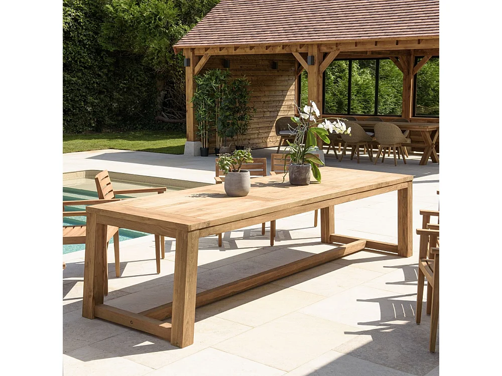 KALLY - Table à manger jardin 300cm bois teck recyclé