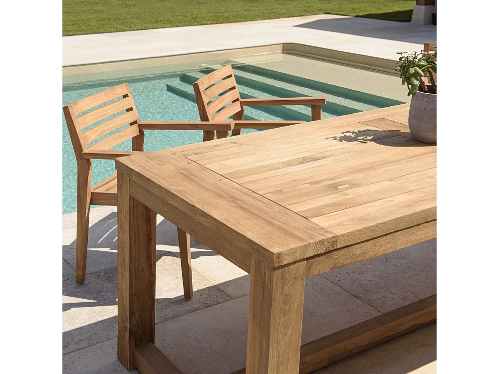 KALLY - Table à manger jardin 300cm bois teck recyclé