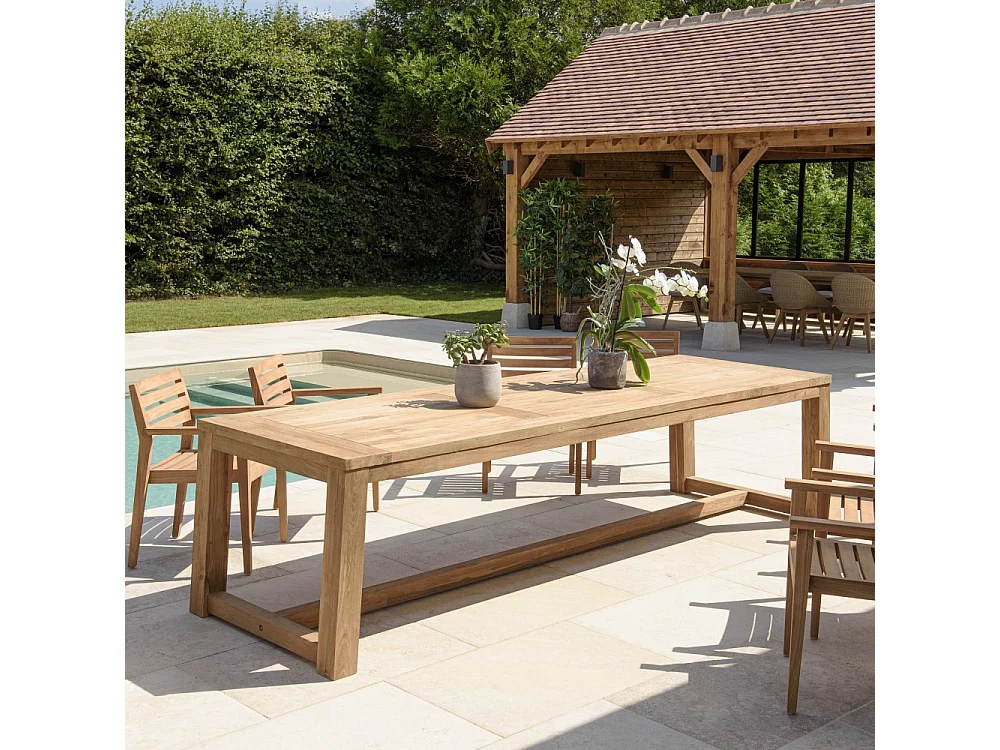 KALLY - Table à manger jardin 300cm bois teck recyclé