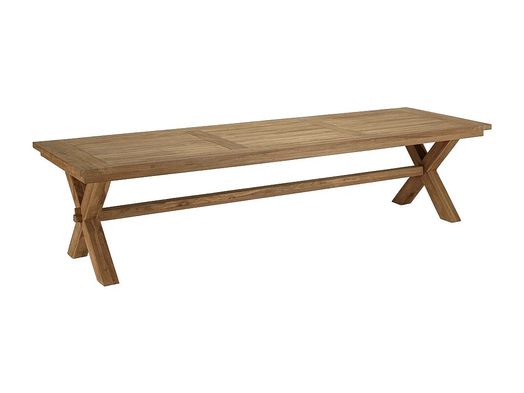 KALLY - Table à manger de jardin 320cm bois teck recyclé pieds croisés