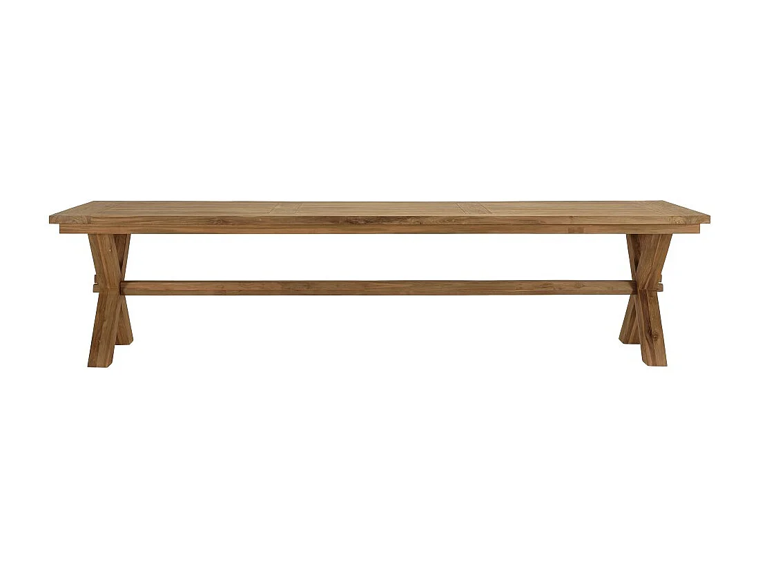 KALLY - Table à manger de jardin 320cm bois teck recyclé pieds croisés