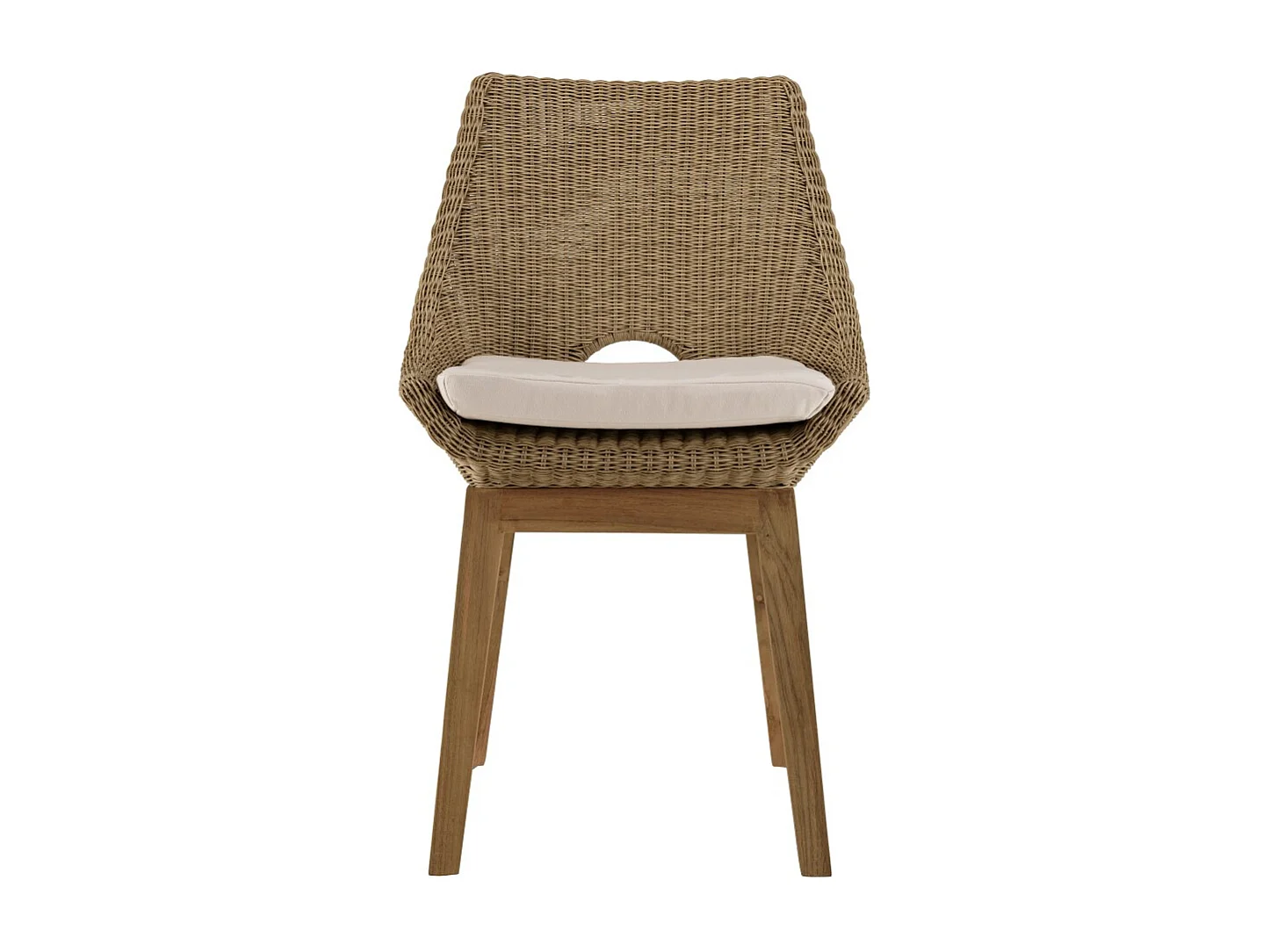 KALLY - Lot de 2 chaises jardin rotin synth. et coussin pieds droits