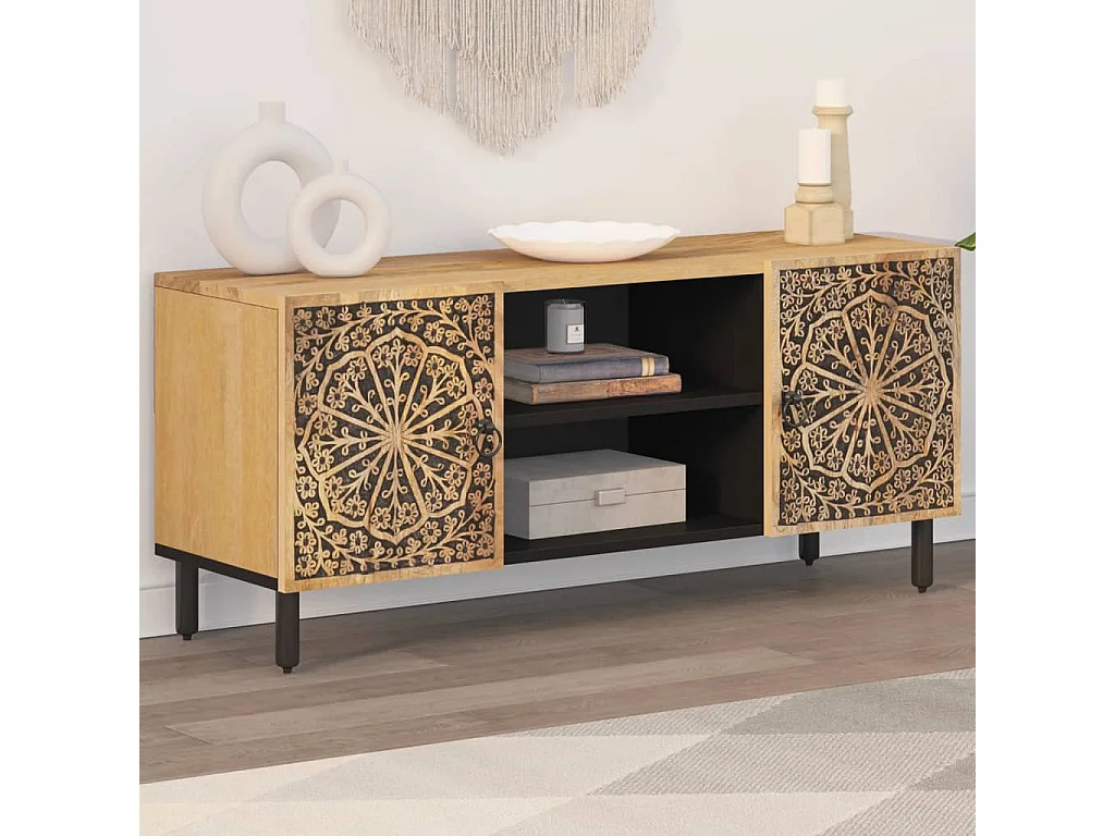 Meuble TV 105x33x46 cm Bois massif de manguier