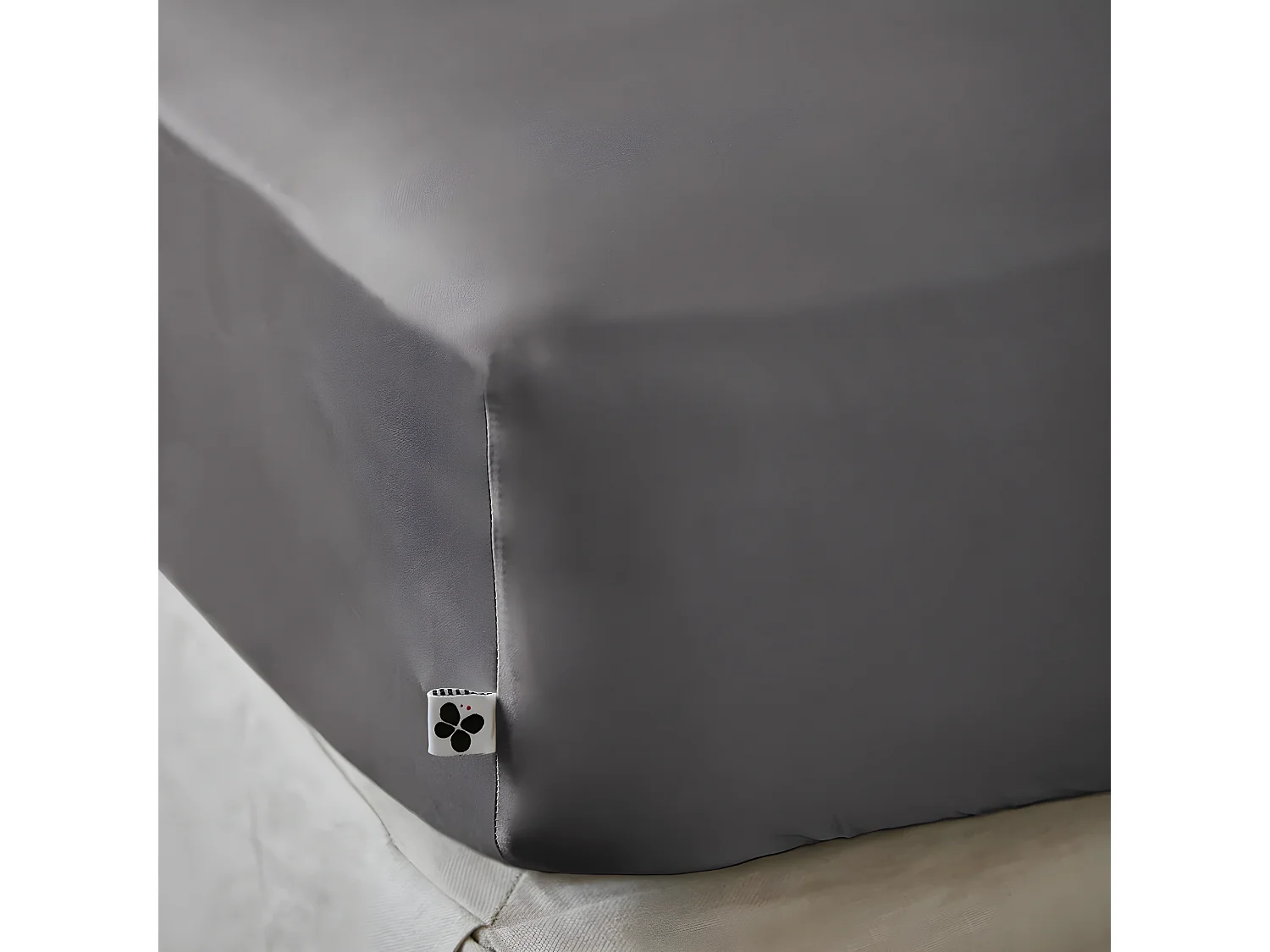 DALIA - Drap Housse 140x190cm 100 % Viscose de Bambou Granit