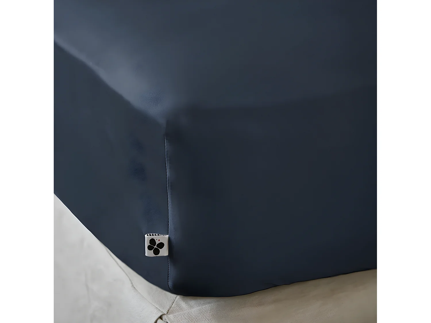 DALIA - Drap Housse 160x200cm 100 % Viscose de Bambou Bleu nuit