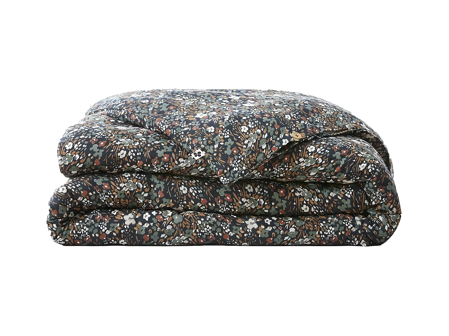 ADONIS - Housse de Couette 140x200cm Gaze de Coton Fond Bleu Motifs Fleurs
