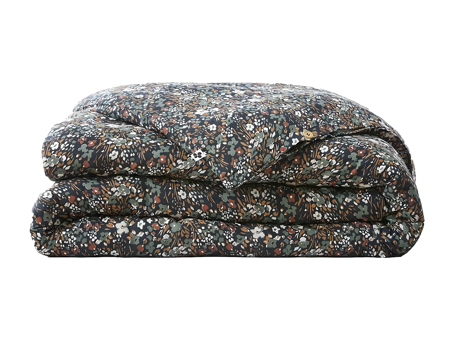 ADONIS BLUE - Housse de Couette 260x240cm Gaze de Coton Fond Bleu Motifs Fleurs