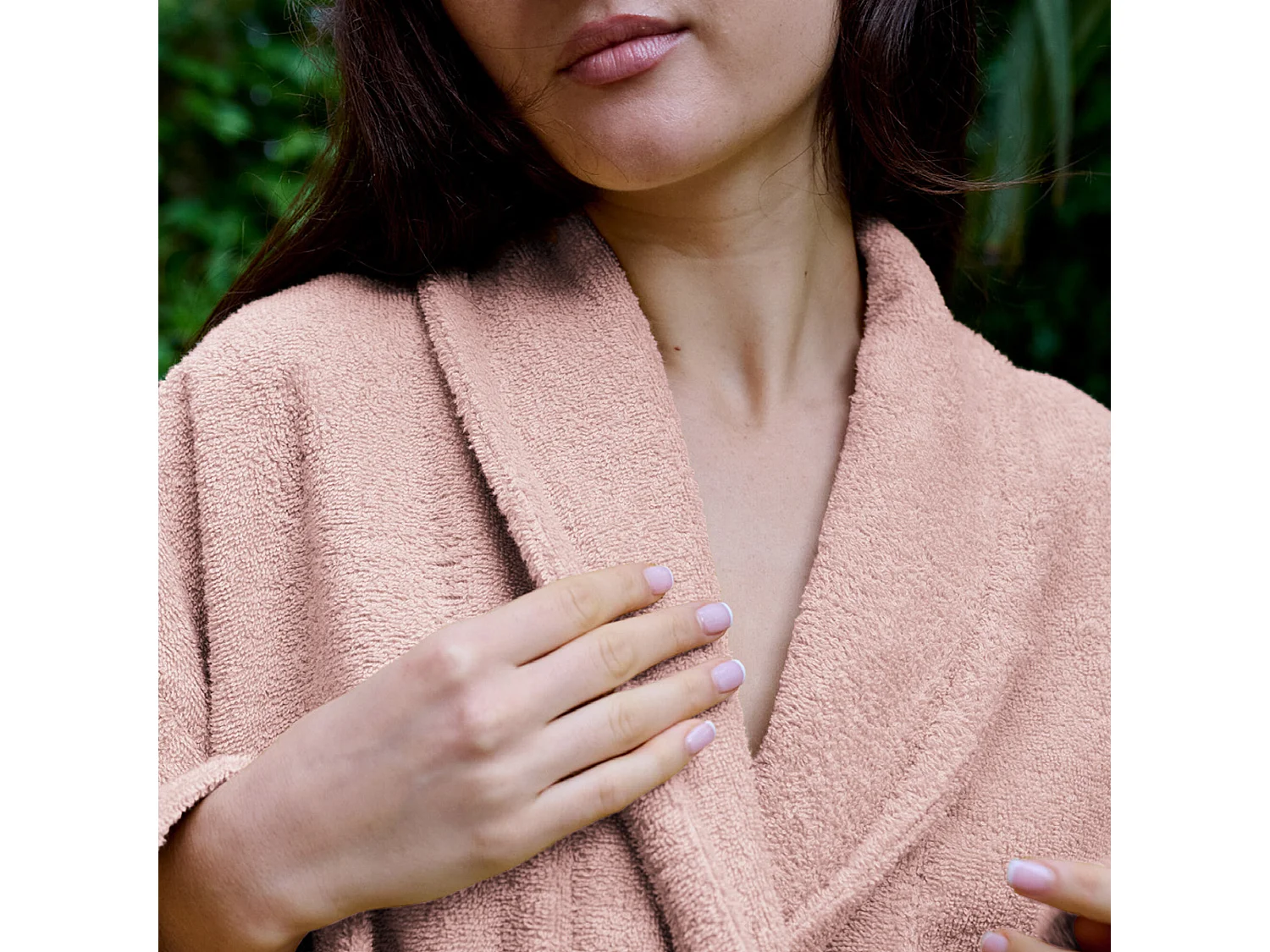 Peignoir col châle NAIA éponge coton taille L rose