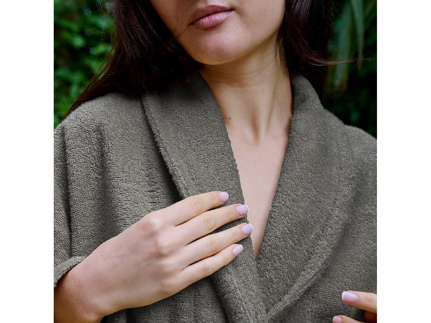 Peignoir col châle NAIA éponge coton taille L gris ardoise