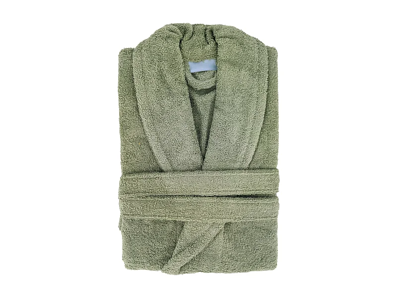 Peignoir col châle NAIA éponge coton taille L vert olive