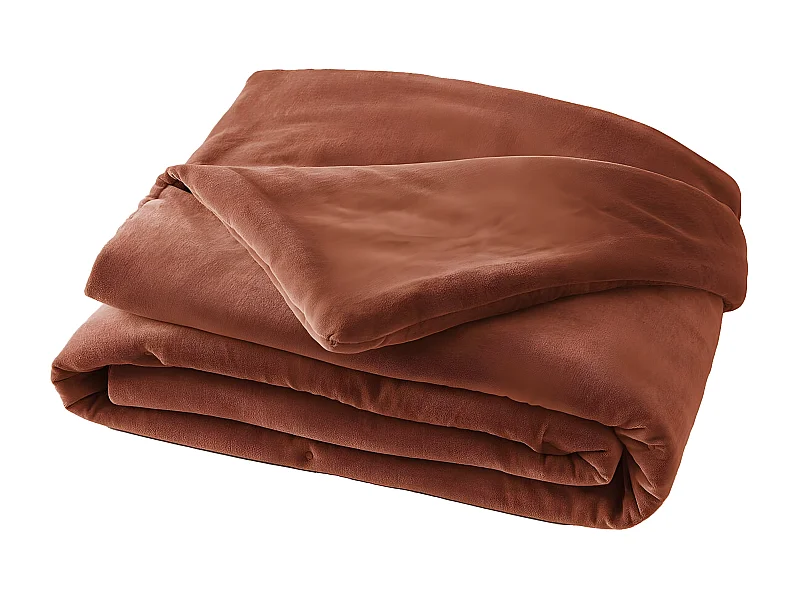 HARRIS - Chemin de Lit 90x200cm Velours de Coton Coloris Terracotta