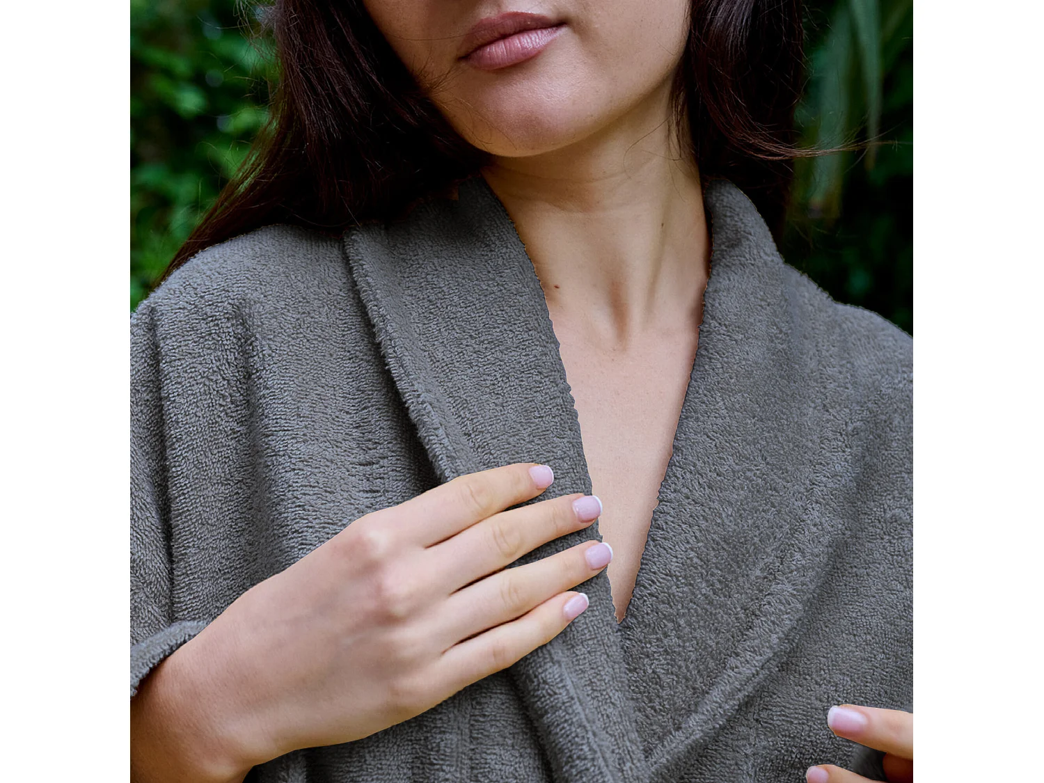 Peignoir col châle NAIA éponge coton taille XXL bleu orage