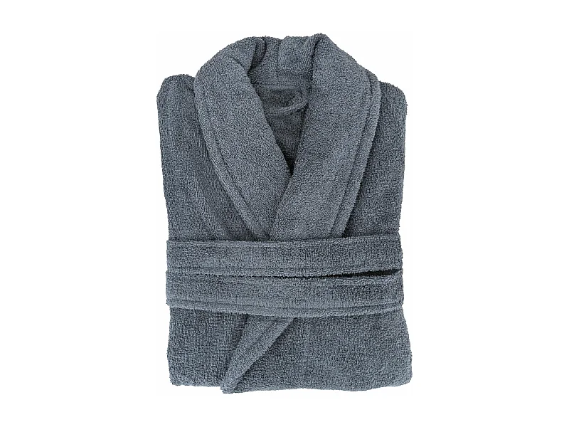 Peignoir col châle NAIA éponge coton taille S bleu orage