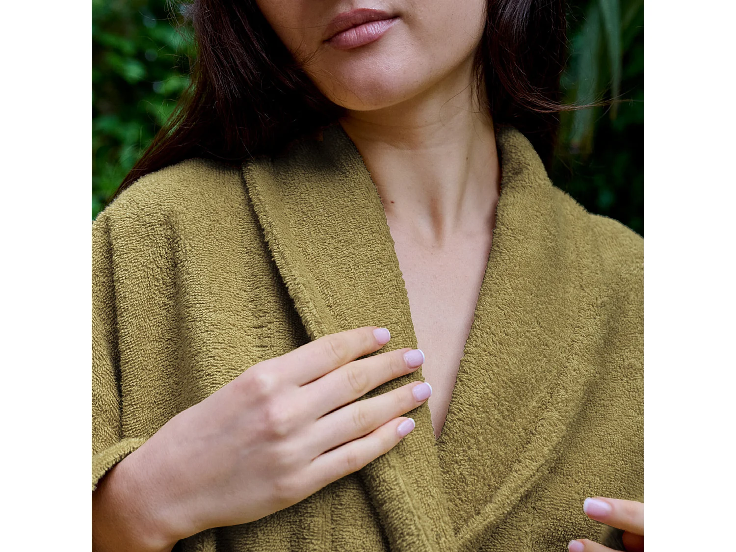 Peignoir col châle NAIA éponge coton taille M vert jasmin