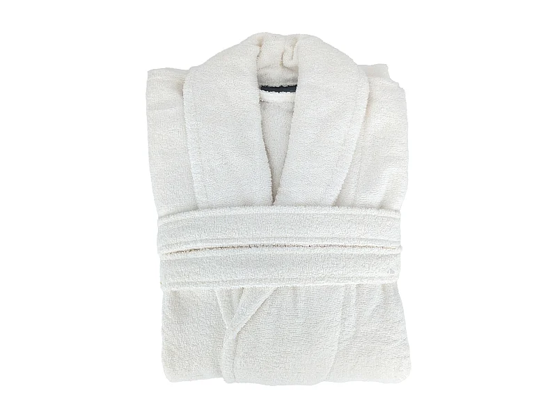 Peignoir col châle NAIA éponge coton taille S blanc craie